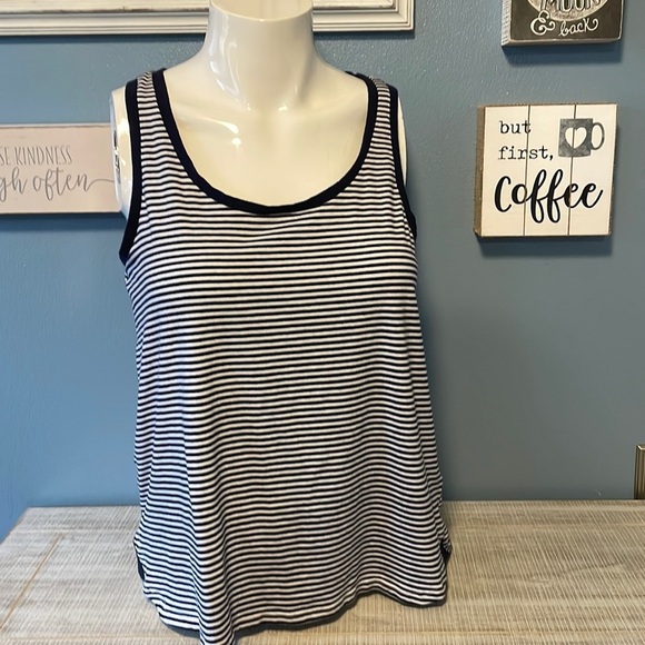Women’s size large tank top, splendid, navy blue, white striped - Picture 1 of 4